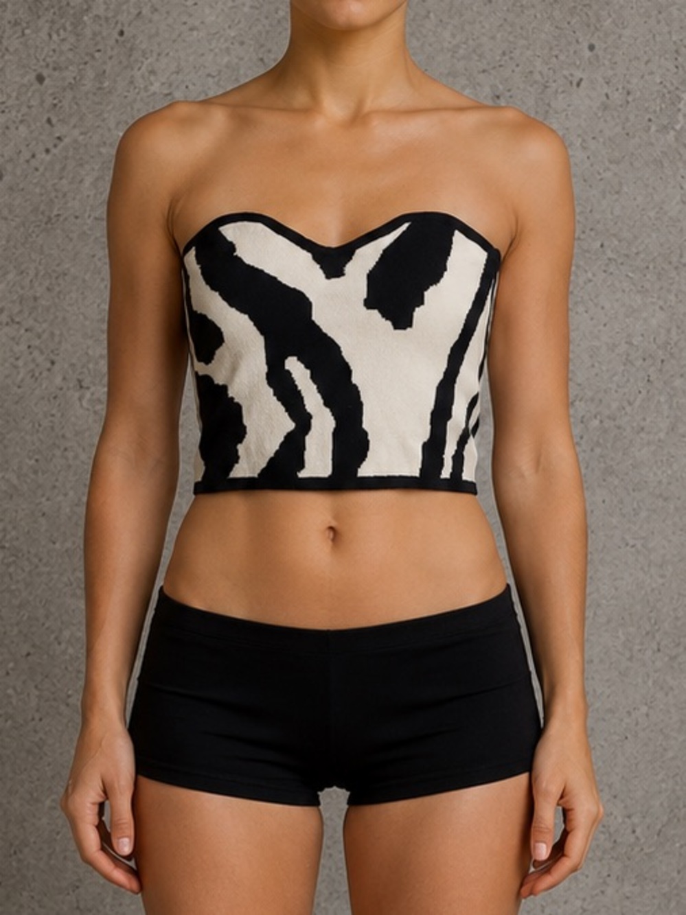Commense Zebra Print Strapless Knit Tube Top S Y2K Mob Wife Animal Print